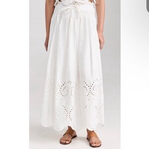 Moon River White Smocked Maxi Skirt